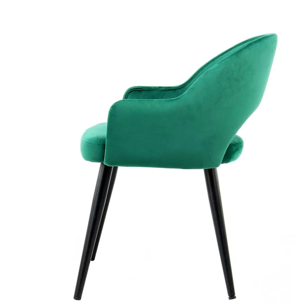 Armlehnen Polsterstuhl mit Samt Grün - Vianada (2er Set)