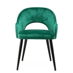 Armlehnen Polsterstuhl mit Samt Grün - Vianada (2er Set)