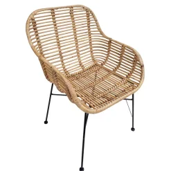 Armlehnen Rattanstuhl in Natur - Landhuis (2er Set)