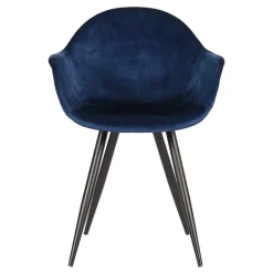 Armlehnen Schalenstuhl in Blau Samtbezug - Omnus (2er Set)