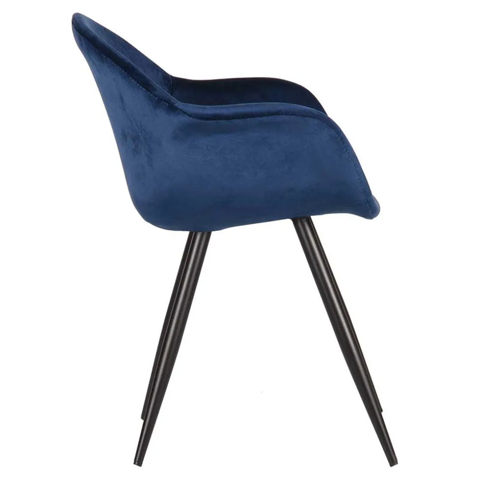 Armlehnen Schalenstuhl in Blau Samtbezug - Omnus (2er Set)