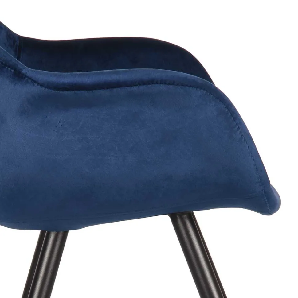 Armlehnen Schalenstuhl in Blau Samtbezug - Omnus (2er Set)