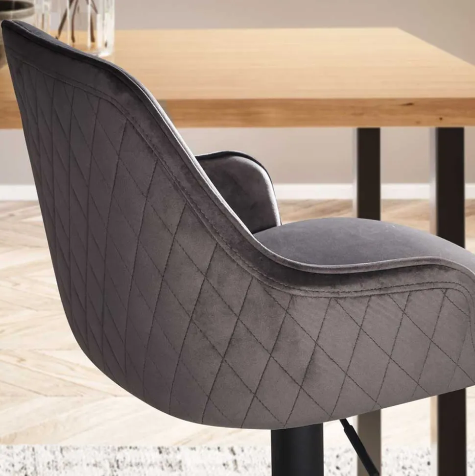 Armlehnen-Barstuhl aus grauem Samt - Dana