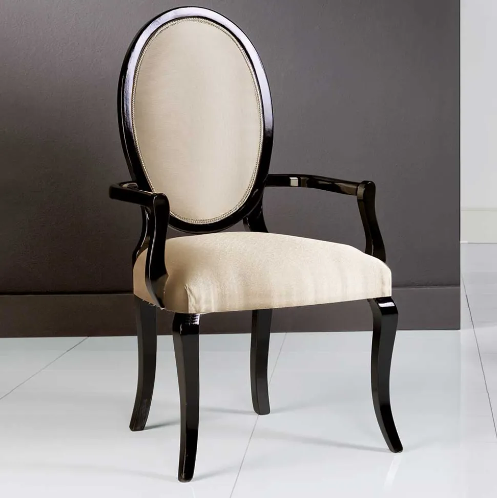 Armlehnen-Medaillonstuhl in Beige - Galadira