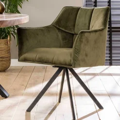 Armlehnenstühle in Oliv Grün Samt - Charlene (2er Set)