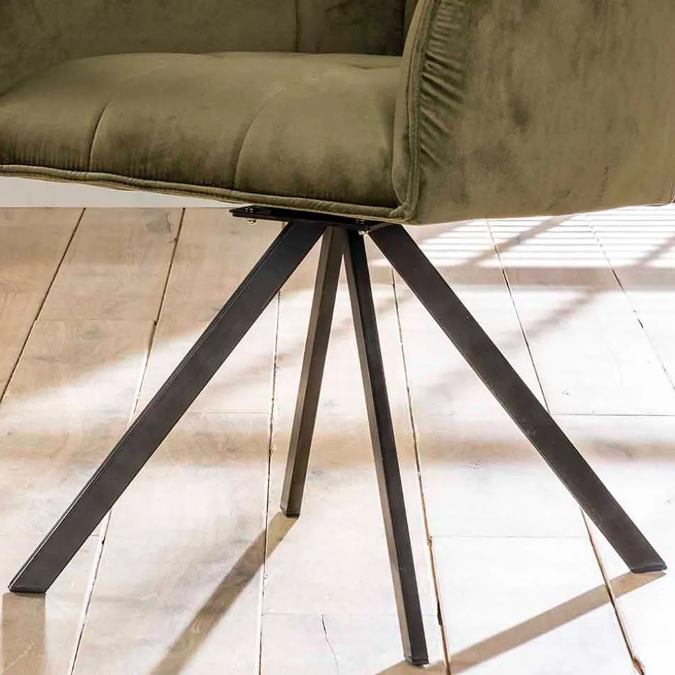 Armlehnenstühle in Oliv Grün Samt - Charlene (2er Set)