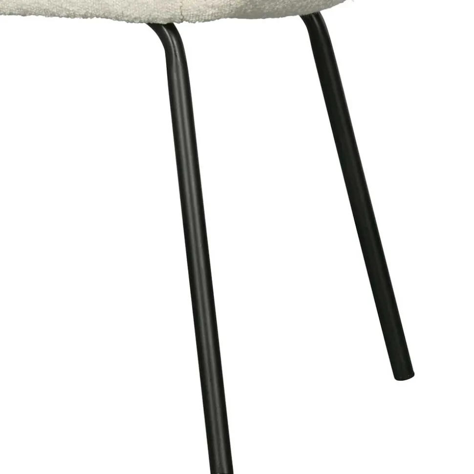 Armlehnenstuhl aus Boucle Stoff in Offwhite - Choco (2er Set)