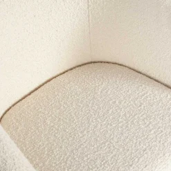 Armlehnenstuhl aus Boucle Stoff in Offwhite - Choco (2er Set)