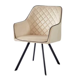 Armlehnenstuhl aus Samt in Beige - Ortenza