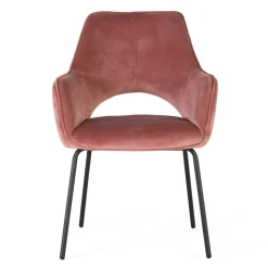 Armlehnenstuhl in Altrosa Samt - Flawia (2er Set)