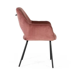 Armlehnenstuhl in Altrosa Samt - Flawia (2er Set)