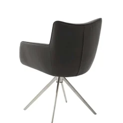 Armlehnenstuhl in Anthrazit Leder - Carbonaro (2er Set)