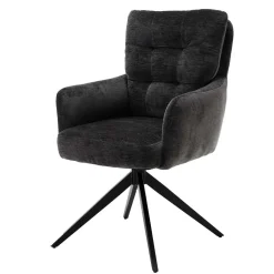 Armlehnenstuhl in Anthrazit Chenille - Amstado (2er Set)