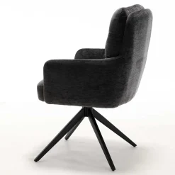 Armlehnenstuhl in Anthrazit Chenille - Amstado (2er Set)