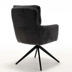 Armlehnenstuhl in Anthrazit Chenille - Amstado (2er Set)