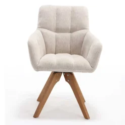 Armlehnenstuhl in Creme Strukturstoff - Crystoga (2er Set)