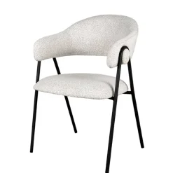 Armlehnenstuhl in Cremeweiß Boucle - Farmer (2er Set)