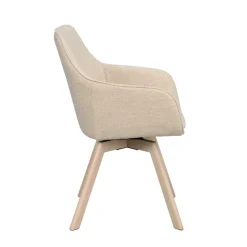 Armlehnenstuhl in Cremeweiß Stoff - Systrem (2er Set)