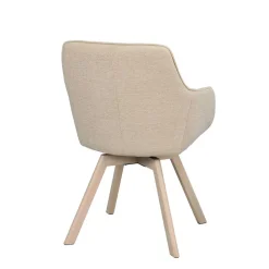 Armlehnenstuhl in Cremeweiß Stoff - Systrem (2er Set)