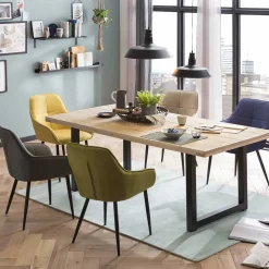 Armlehnenstuhl in Gelb Leinenstoff - Campiona