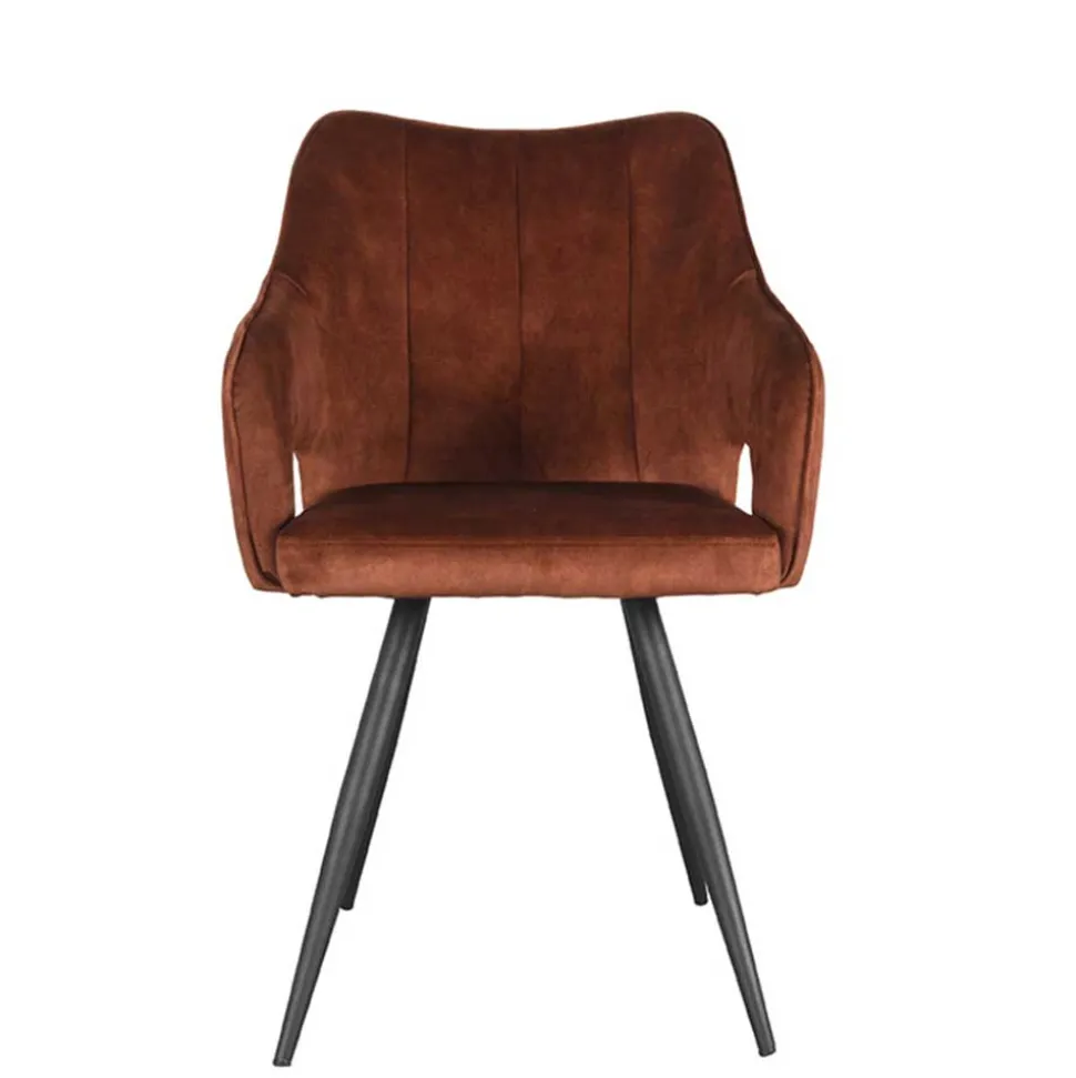 Armlehnenstuhl in Rost Braun Velours - Welinda