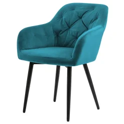 Armlehnenstuhl in Türkis Blau Samt - Benitov