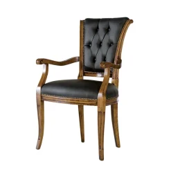 Armlehnenstuhl mit Leder in Dunkelgrau - Naresh