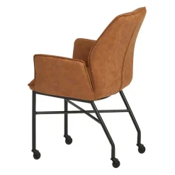 Armlehnenstuhl mit Rollen in Braun Microfaser - Echora (2er Set)