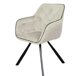 Armlehner Polsterstuhl in Creme Samt - Pape