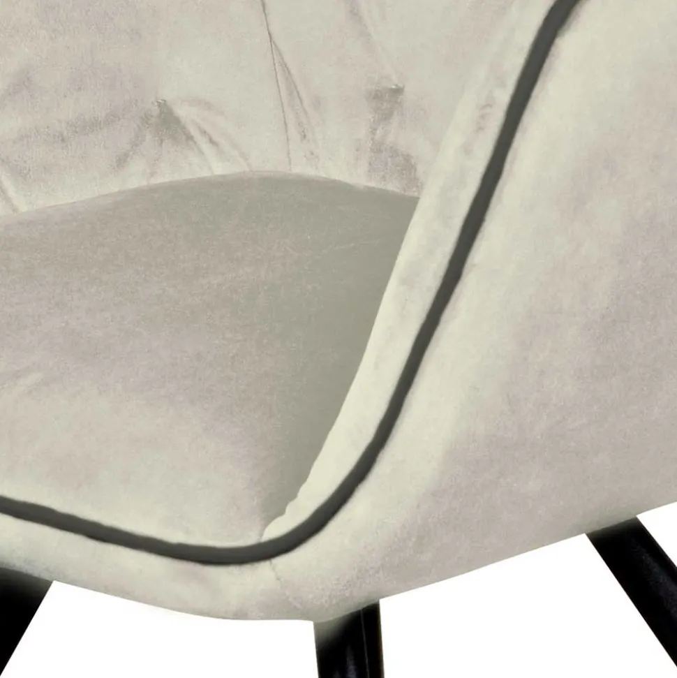 Armlehner Polsterstuhl in Creme Samt - Pape