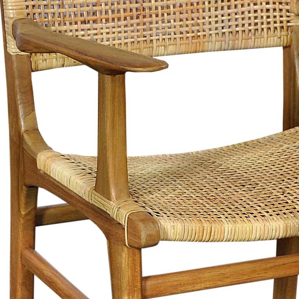 Armlehnstuhl aus Rattangeflecht & Teakholz - Casserra