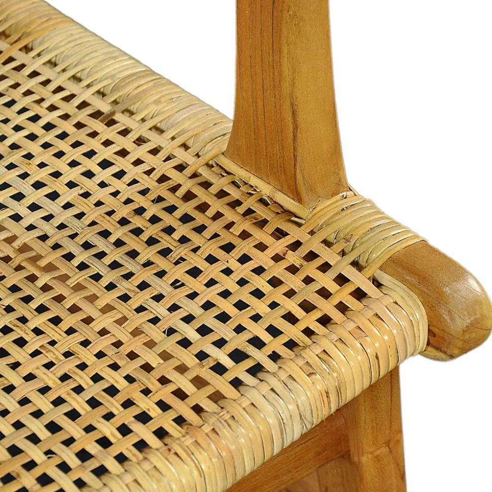 Armlehnstuhl aus Rattangeflecht & Teakholz - Casserra