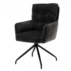 Armlehnstuhl in Anthrazit Chenille - Emgo (2er Set)