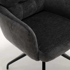 Armlehnstuhl in Anthrazit Chenille - Emgo (2er Set)