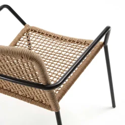 Armlehnstuhl in Beige & Schwarz - Locoro (4er Set)