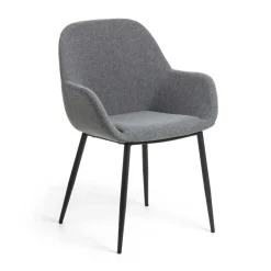 Armlehnstuhl in Dunkelgrau Chenille - Miami (4er Set)