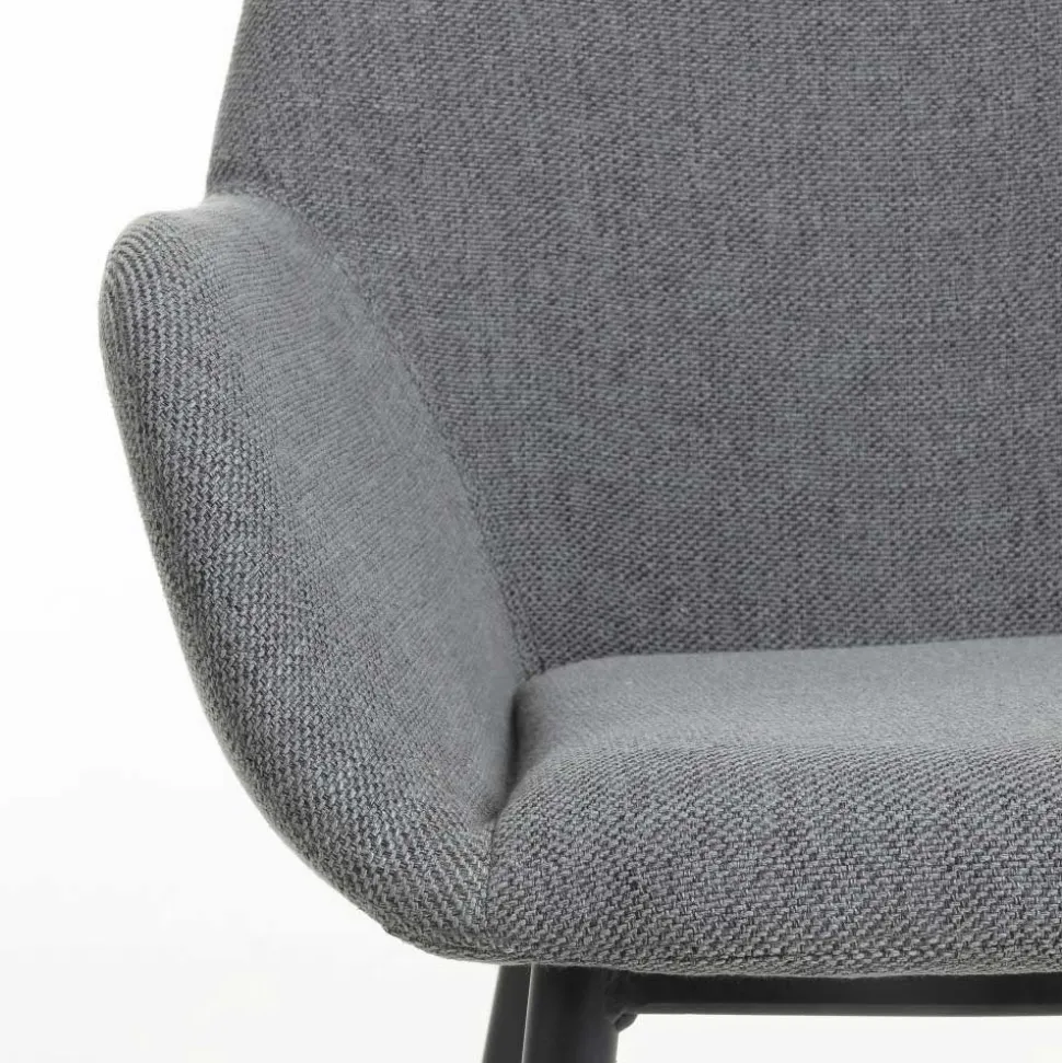 Armlehnstuhl in Dunkelgrau Chenille - Miami (4er Set)