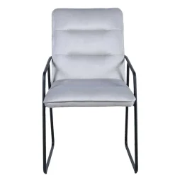 Armlehnstuhl in Hellgrau Samt - Chaleur (2er Set)