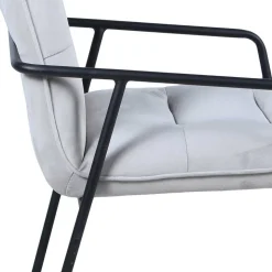 Armlehnstuhl in Hellgrau Samt - Chaleur (2er Set)