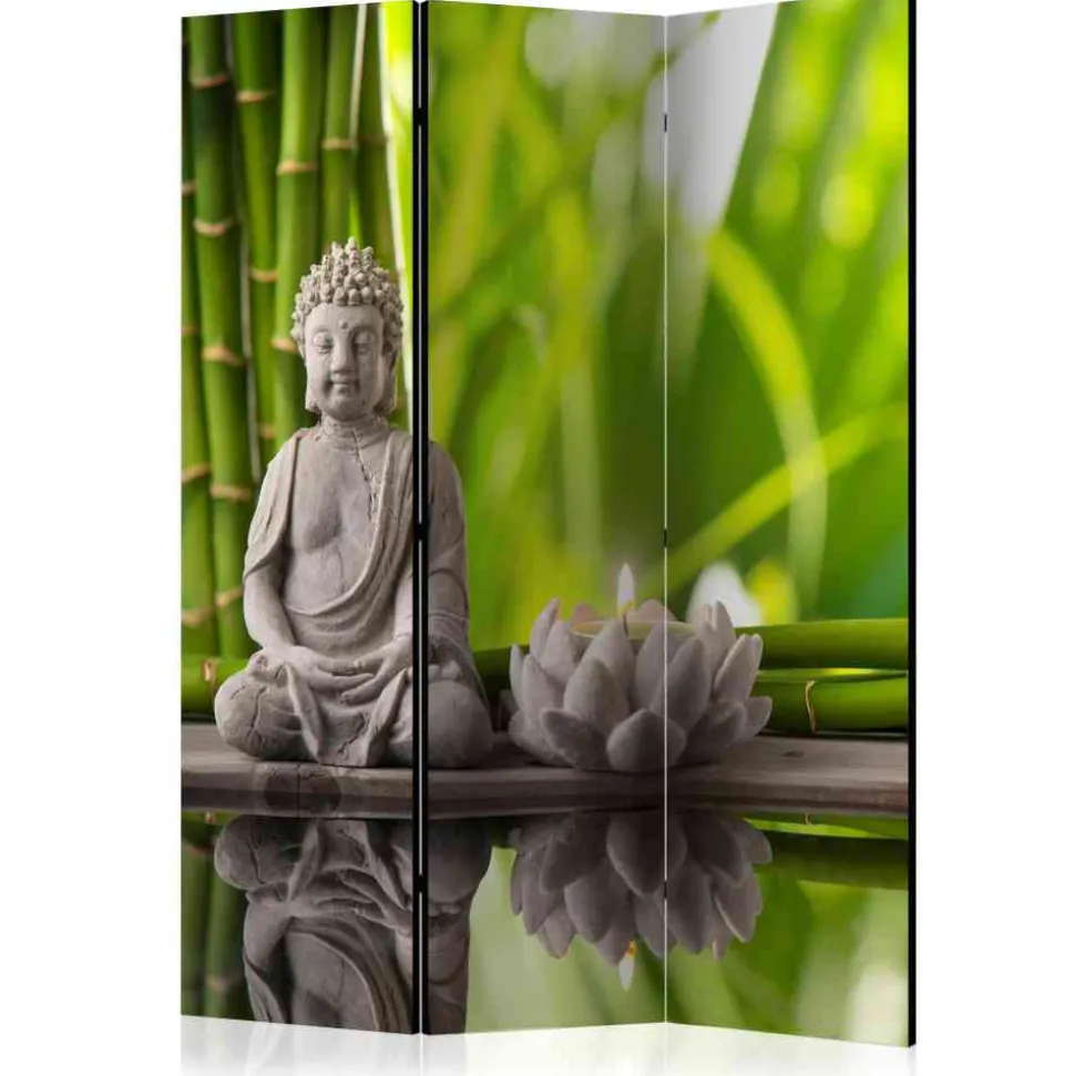 Asia Motiv Paravent mit Buddah & Kerze - Woston