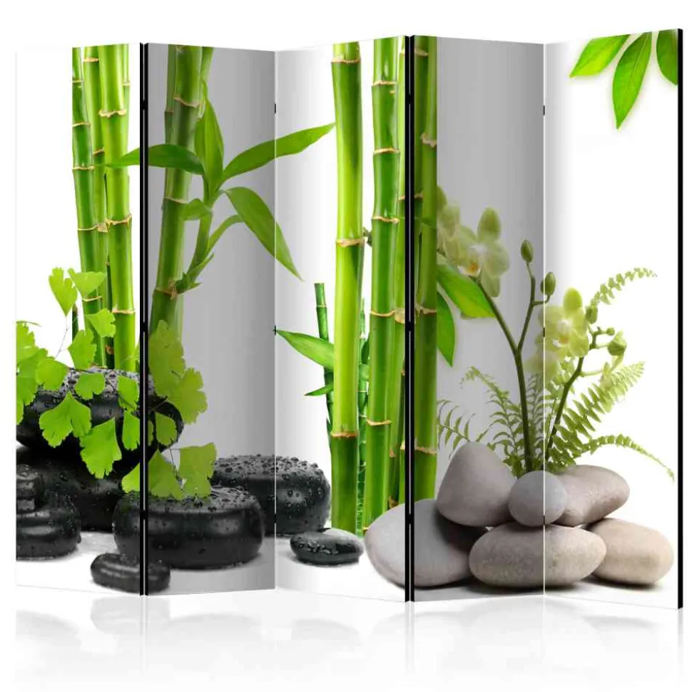 Asian Style Paravent Bambus & Kiesel - Zoom