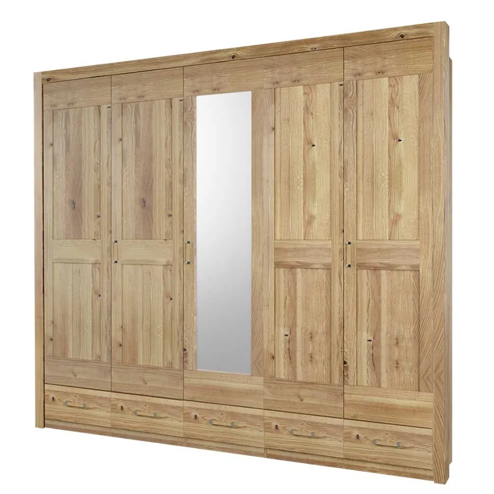 Asteiche Schlafzimmerschrank mit Spiegel - 5-türig - Zamron