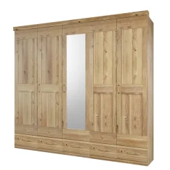 Asteiche Schlafzimmerschrank mit Spiegel - 5-türig - Zamron