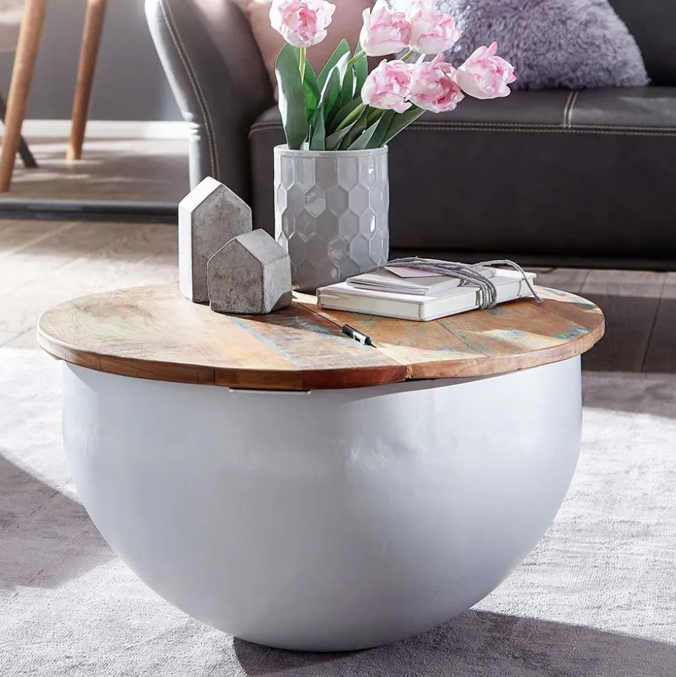 Ausgefallener Couchtisch im Trommel Design - Volcma