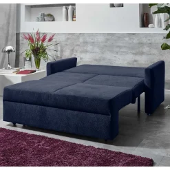 Ausklappbare Bettcouch in Blau Stoff - Jeen