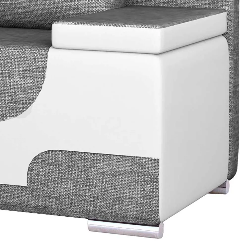 Ausklappbares Sofa in Beigegrau und Weiß - Liron