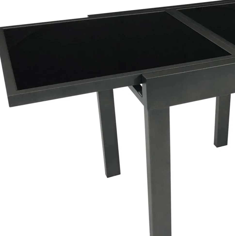 Ausziehbarer Balkontisch aus Schwarzglas - Gianmario