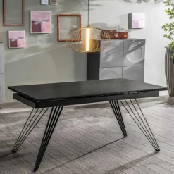 Ausziehbarer Esstisch in Dunkelgrau Keramik - Filios