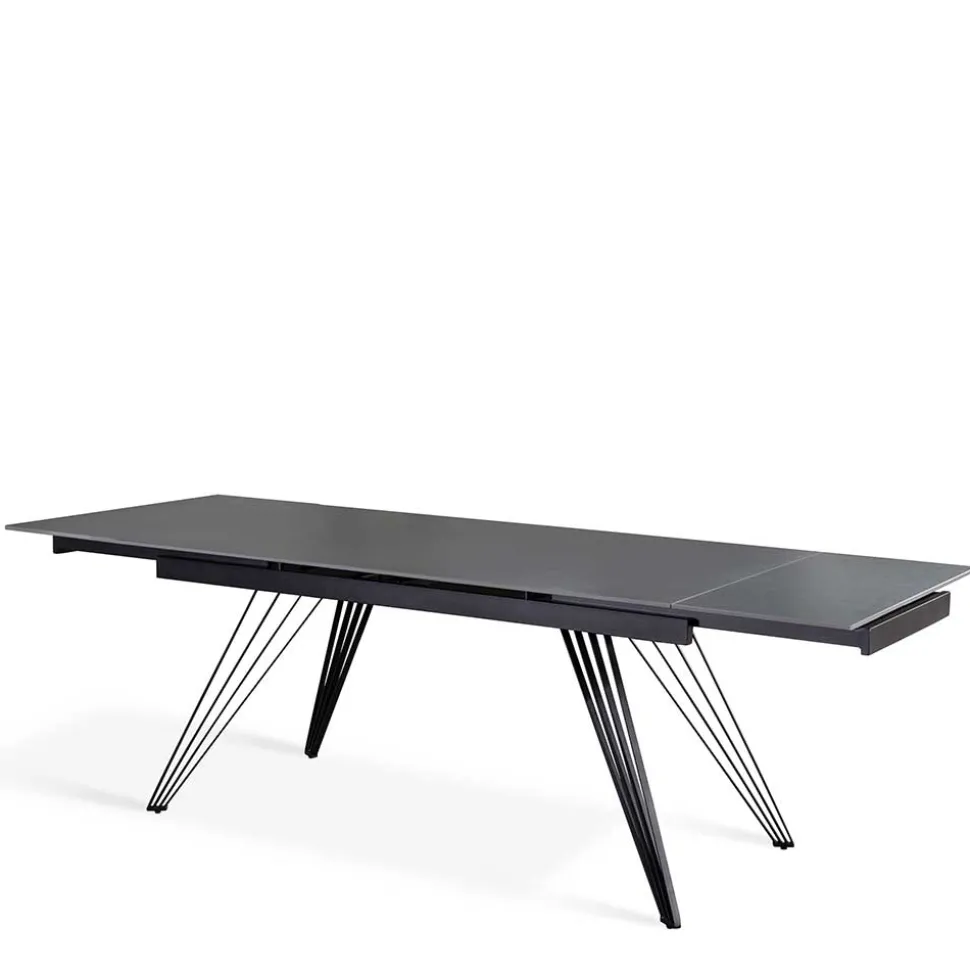 Ausziehbarer Esstisch in Dunkelgrau Keramik - Filios