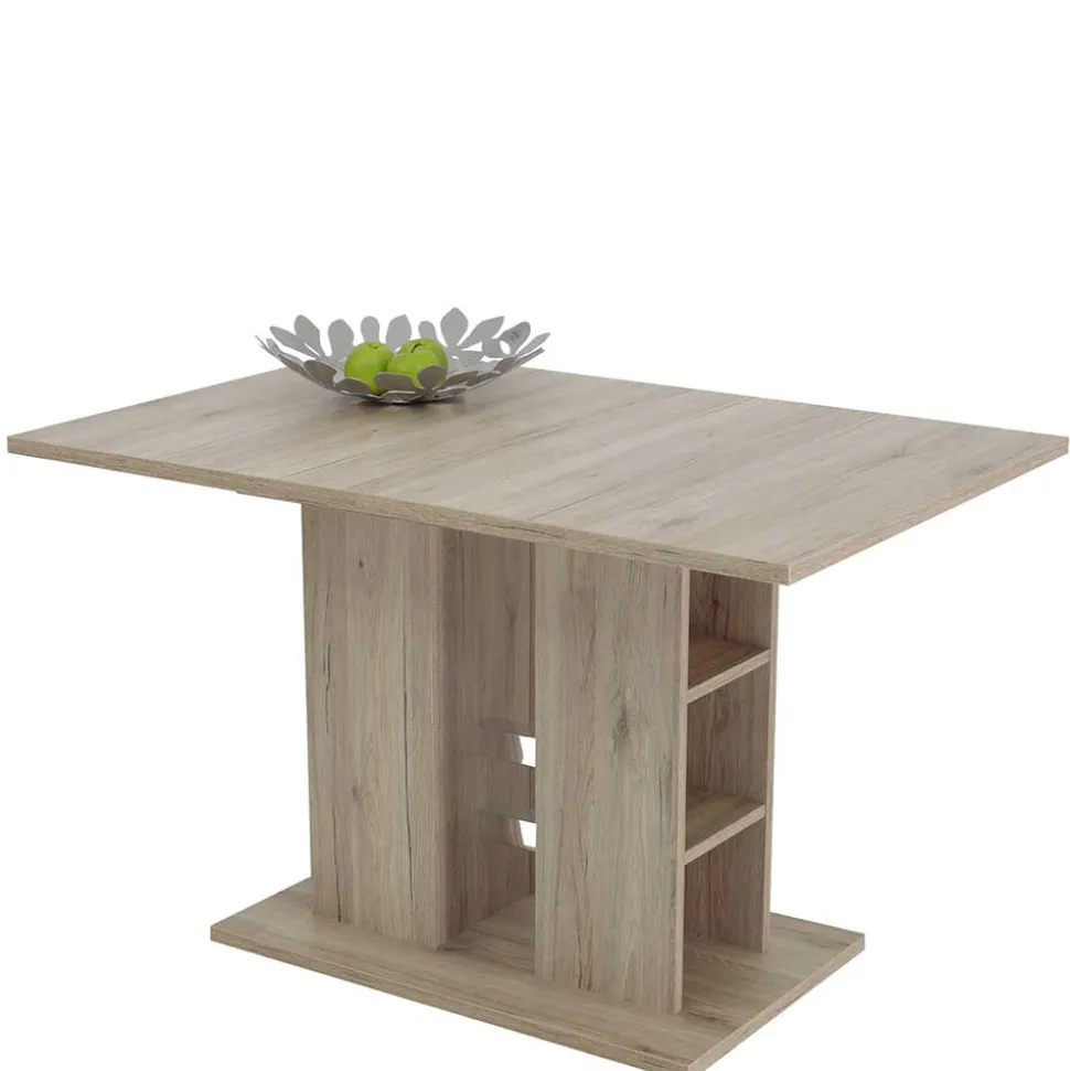 Ausziehbarer Esstisch mit Säulengestell Regal - Casbella